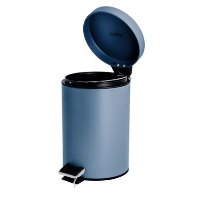 Harbour Housewares - Round Bathroom Pedal Bins - 3 Litre - Matt Blue - Pack of 2 - 5
