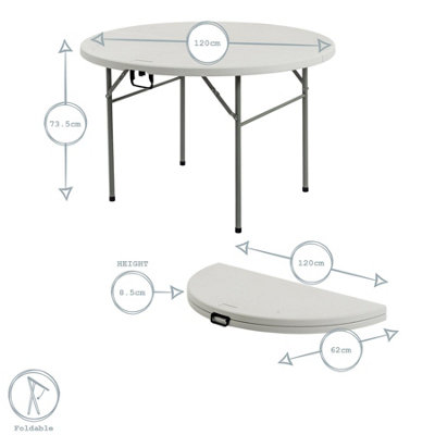 Harbour Housewares Round Folding Trestle Table - 120cm - White