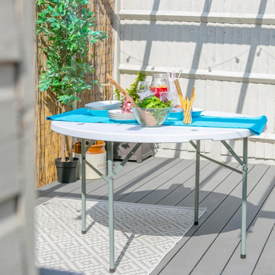 Harbour Housewares Round Folding Trestle Table - 120cm - White