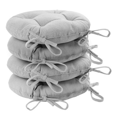 Harbour Housewares Round Garden Chair Seat Cushions - Grey - Pack of 4