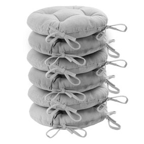 Harbour Housewares - Round Garden Chair Seat Cushions - Grey - Pack of 6