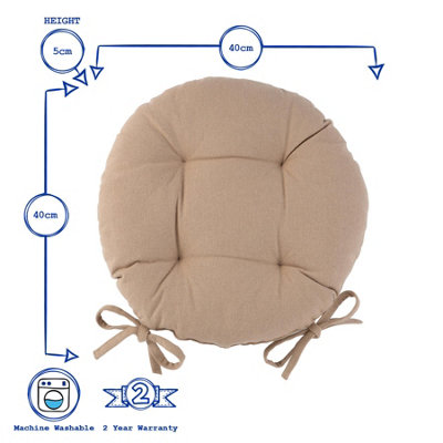 Harbour Housewares - Round Garden Chair Seat Cushions - Natural - Pack of 2