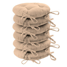 Harbour Housewares - Round Garden Chair Seat Cushions - Natural - Pack of 6