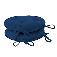 Harbour Housewares - Round Garden Chair Seat Cushions - Navy - Pack of 2