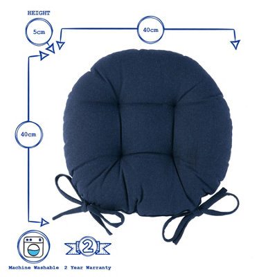 Harbour Housewares - Round Garden Chair Seat Cushions - Navy - Pack of 2