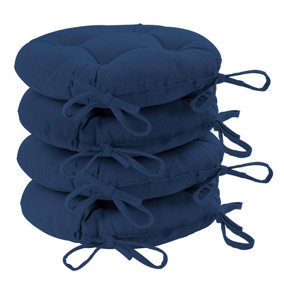 Harbour Housewares - Round Garden Chair Seat Cushions - Navy - Pack of 4