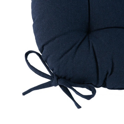 Harbour Housewares - Round Garden Chair Seat Cushions - Navy - Pack of 4