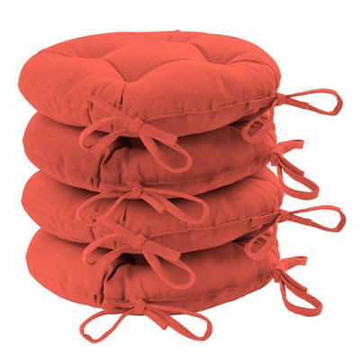 Harbour Housewares - Round Garden Chair Seat Cushions - Paprika - Pack of 4