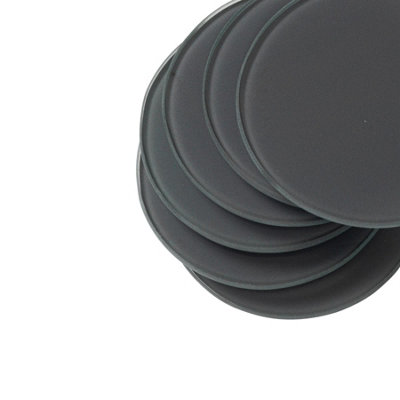 Harbour Housewares - Round Glass Coasters - 10cm - Grey - Pack of 6