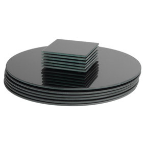 Harbour Housewares - Round Glass Placemats & Coasters Set - 30cm - Black - 12pc