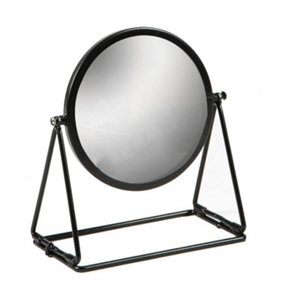 Harbour Housewares - Round Makeup Mirror - 18 x 20cm - Black