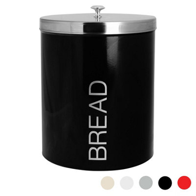 Harbour Housewares - Round Metal Kitchen Bread Bin - Black