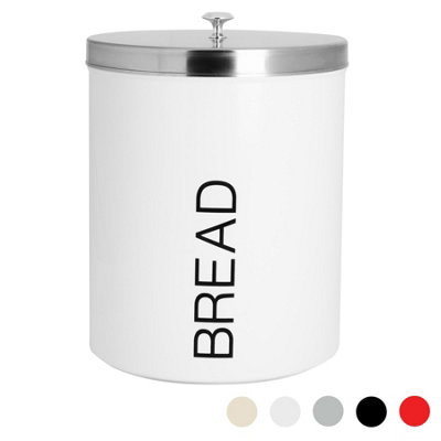 Harbour Housewares - Round Metal Kitchen Bread Bin - White