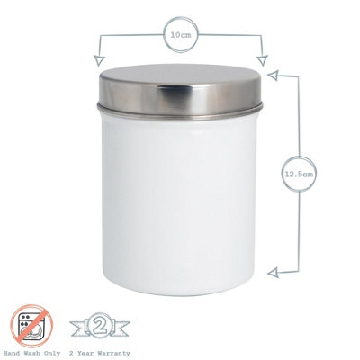 Harbour Housewares - Round Metal Kitchen Canisters Set - White - 4pc