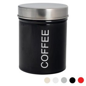 Harbour Housewares - Round Metal Kitchen Coffee Canister - Black