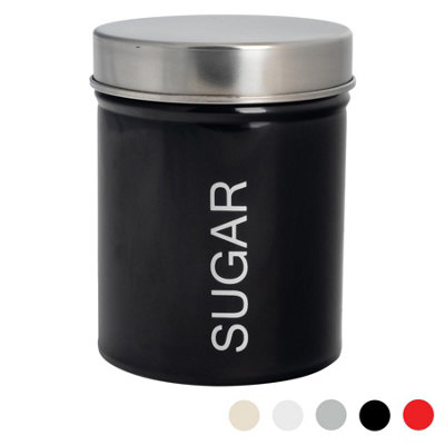 Harbour Housewares - Round Metal Kitchen Sugar Canister - Black