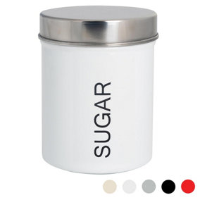 Harbour Housewares - Round Metal Kitchen Sugar Canister - White
