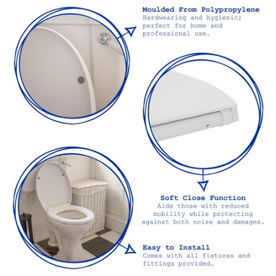 Harbour Housewares Round Soft Close Toilet Seats - White - Pack of 2