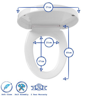 Harbour Housewares Round Soft Close Toilet Seats - White - Pack of 2 - 3
