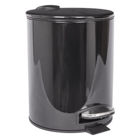 Harbour Housewares Round Stainless Steel Pedal Bin - 5L - Black