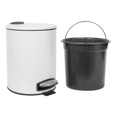 Harbour Housewares Round Stainless Steel Pedal Bins - 5L - White - Pack of 2 - 4