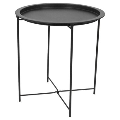 Harbour Housewares Round Steel Tray Table - Matt Black