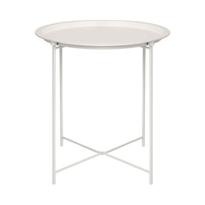 Harbour Housewares Round Steel Tray Table - Matt White