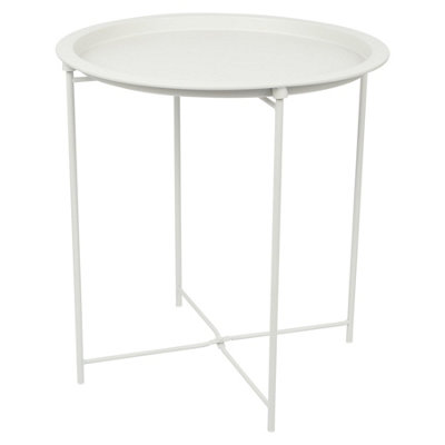 Harbour Housewares Round Steel Tray Table - Matt White