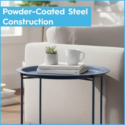 Harbour Housewares Round Steel Tray Table - Matt White