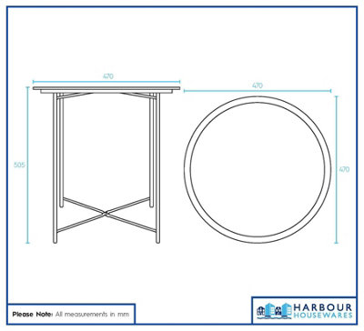 Harbour Housewares Round Steel Tray Table - Matt White