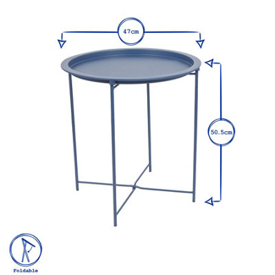 Harbour Housewares Round Steel Tray Tables - Matt White - Pack of 2