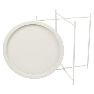 Harbour Housewares Round Steel Tray Tables - Matt White - Pack of 2