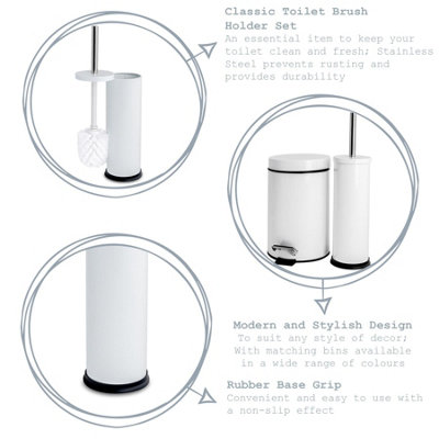 Harbour Housewares - Round Toilet Brush & Bin Set - Matt Grey - 3