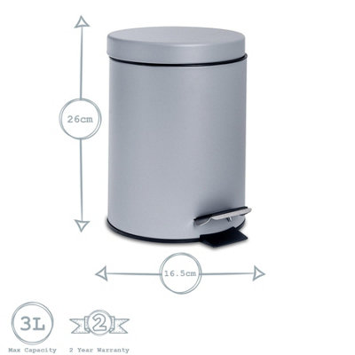 Harbour Housewares - Round Toilet Brush & Bin Set - Matt Grey - 6