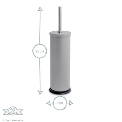 Harbour Housewares - Round Toilet Brush & Bin Set - Matt Grey - 7