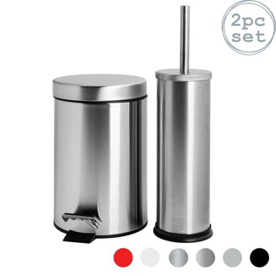 Harbour Housewares - Round Toilet Brush & Bin Set - Matt