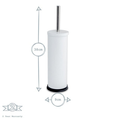 Harbour Housewares - Round Toilet Brush & Bin Set - White - 5