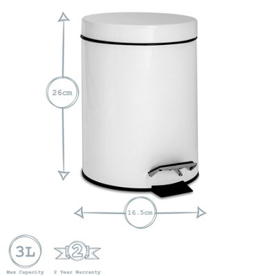 Harbour Housewares - Round Toilet Brush & Bin Set - White - 6