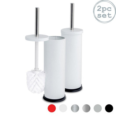 Harbour Housewares - Round Toilet Brushes - White - Pack of 2