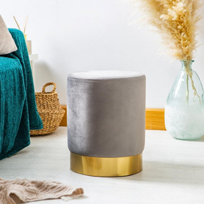Meridian Furniture Vino Collection - Pouf Sgabello A Clessidra In Velluto Con Cinturino Oro, 39x39x43 Cm