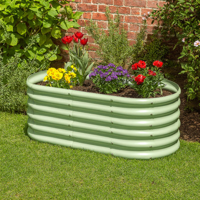 Harbour Housewares Hochbeet 120x60x45 Cm – Grün, Verzinkter Stahl, Erhöht & Bodenlos