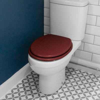 Red wooden toilet clearance seat