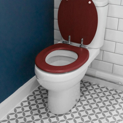 Red wooden toilet clearance seat