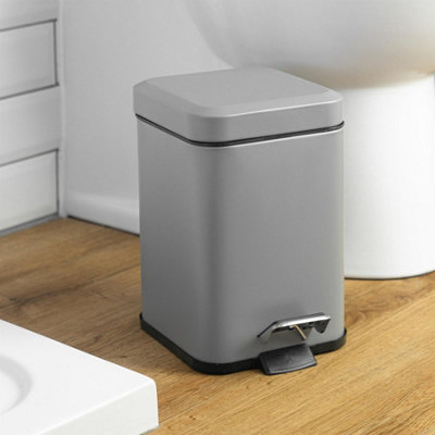 Harbour Housewares - Square Bathroom Pedal Bin - 3 Litre - Matt Grey - 4