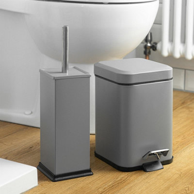 Harbour Housewares - Square Bathroom Pedal Bin - 3 Litre - Matt Grey - 5
