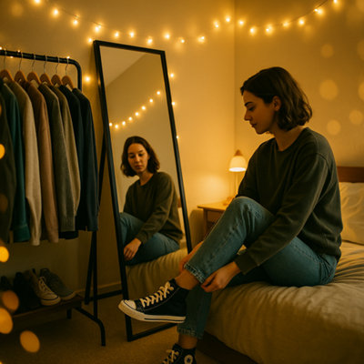 Premier Housewares Cassini Gold Finish Iron LED Table Mirror