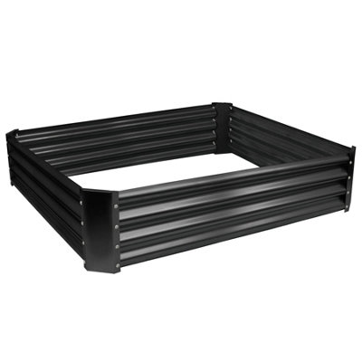 Harbour Housewares Square Galvanised Steel Raised Garden Bed - 120cm x 120cm - Anthracite