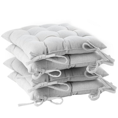 Harbour Housewares Square Garden Chair Seat Cushions - Grey - Pack of 4