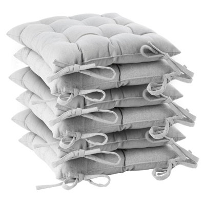 Harbour Housewares - Square Garden Chair Seat Cushions - Grey - Pack of 6