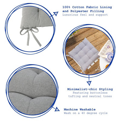 Harbour Housewares - Square Garden Chair Seat Cushions - Grey - Pack of 6